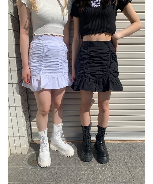 WC（ダブル シー）の「フロントギャザースカート（スカート・レディース・ホワイト/ブラック・FREE）」の13枚目の写真