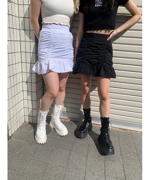 WC（ダブル シー）の「フロントギャザースカート（スカート・レディース・ホワイト/ブラック・FREE）」の19枚目の写真