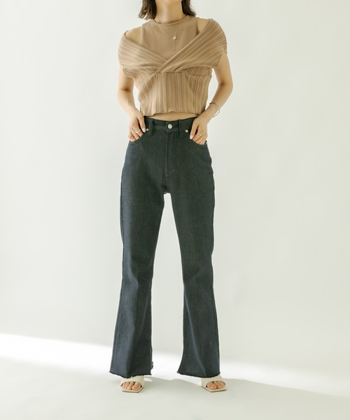 mystic（ミスティック）の「レイヤードクロスニット（ニット/セーター・レディース・ブラック/オフホワイト/ブルー/キャメル・FREE）」の5枚目の写真