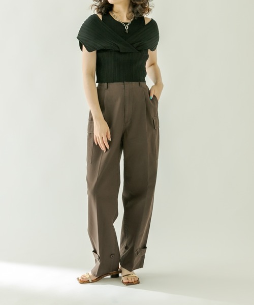 mystic（ミスティック）の「レイヤードクロスニット（ニット/セーター・レディース・ブラック/オフホワイト/ブルー/キャメル・FREE）」の10枚目の写真