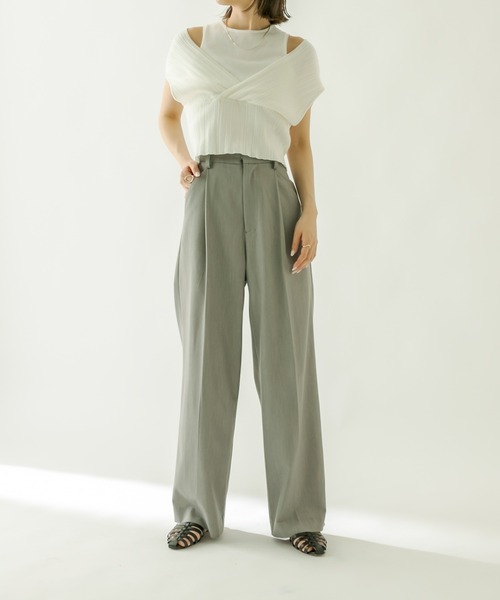 mystic（ミスティック）の「レイヤードクロスニット（ニット/セーター・レディース・ブラック/オフホワイト/ブルー/キャメル・FREE）」の17枚目の写真