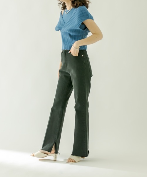 mystic（ミスティック）の「レイヤードクロスニット（ニット/セーター・レディース・ブラック/オフホワイト/ブルー/キャメル・FREE）」の20枚目の写真