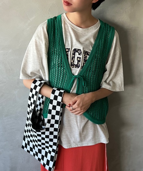 kutir（クティール）の「クロシェニットベスト（ベスト・レディース・アイボリー/グリーン/オレンジ/ブラック・FREE）」の3枚目の写真