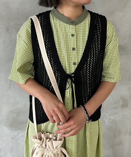 kutir（クティール）の「クロシェニットベスト（ベスト・レディース・アイボリー/グリーン/オレンジ/ブラック・FREE）」の5枚目の写真