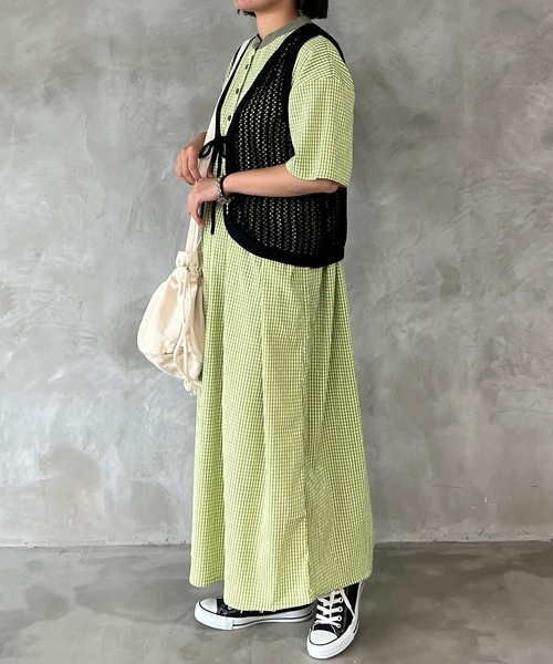 kutir（クティール）の「クロシェニットベスト（ベスト・レディース・アイボリー/グリーン/オレンジ/ブラック・FREE）」の8枚目の写真