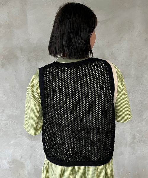 kutir（クティール）の「クロシェニットベスト（ベスト・レディース・アイボリー/グリーン/オレンジ/ブラック・FREE）」の7枚目の写真