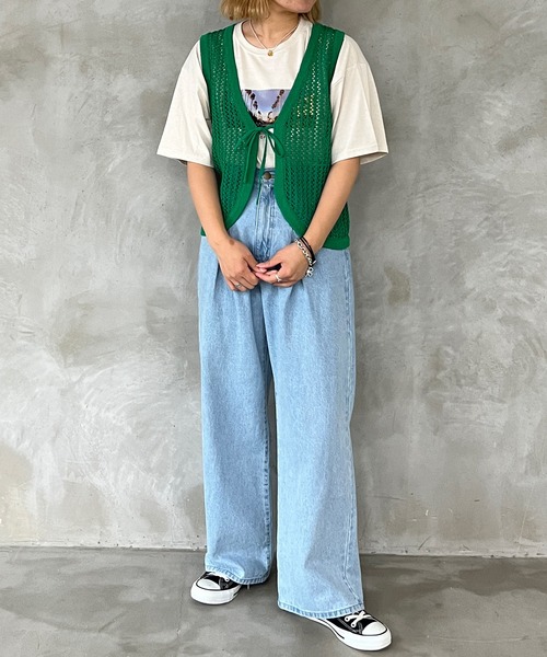 kutir（クティール）の「クロシェニットベスト（ベスト・レディース・アイボリー/グリーン/オレンジ/ブラック・FREE）」の9枚目の写真