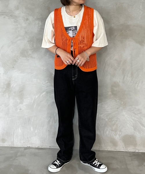 kutir（クティール）の「クロシェニットベスト（ベスト・レディース・アイボリー/グリーン/オレンジ/ブラック・FREE）」の22枚目の写真