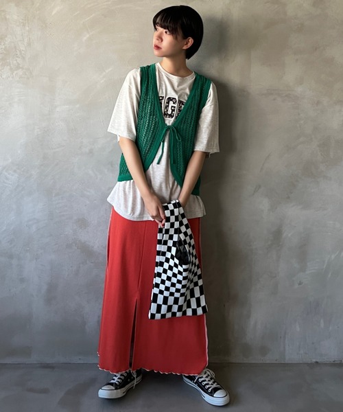 kutir（クティール）の「クロシェニットベスト（ベスト・レディース・アイボリー/グリーン/オレンジ/ブラック・FREE）」の13枚目の写真