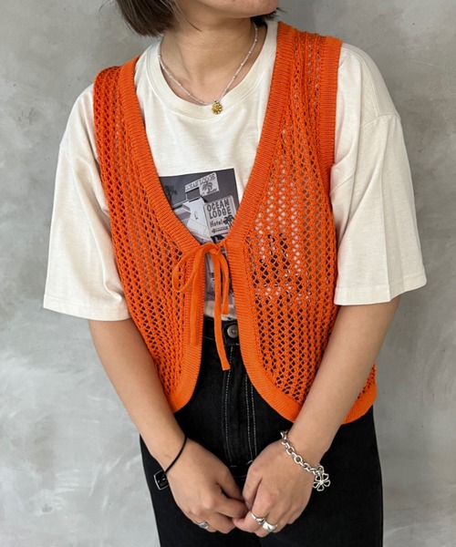 kutir（クティール）の「クロシェニットベスト（ベスト・レディース・アイボリー/グリーン/オレンジ/ブラック・FREE）」の21枚目の写真