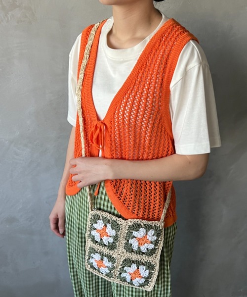 kutir（クティール）の「クロシェニットベスト（ベスト・レディース・アイボリー/グリーン/オレンジ/ブラック・FREE）」の17枚目の写真