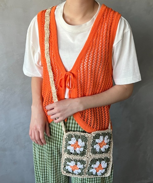 kutir（クティール）の「クロシェニットベスト（ベスト・レディース・アイボリー/グリーン/オレンジ/ブラック・FREE）」の18枚目の写真