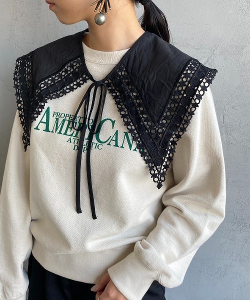 JF Ready Made（ジェイエフレディメイド）の「[Jf Ready Made/ジェイエフレディメイド] コットンレース 2WAYビッグ付け襟（付け襟・レディース・ホワイト/ブラック・F）」の2枚目の写真