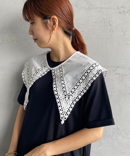 JF Ready Made（ジェイエフレディメイド）の「[Jf Ready Made/ジェイエフレディメイド] コットンレース 2WAYビッグ付け襟（付け襟・レディース・ホワイト/ブラック・F）」の10枚目の写真