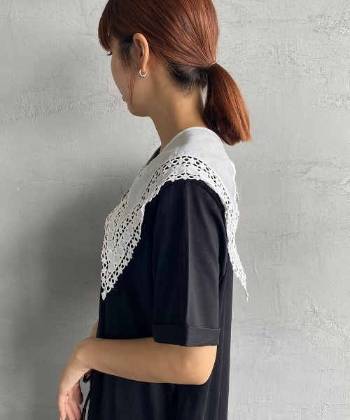 JF Ready Made（ジェイエフレディメイド）の「[Jf Ready Made/ジェイエフレディメイド] コットンレース 2WAYビッグ付け襟（付け襟・レディース・ホワイト/ブラック・F）」の11枚目の写真