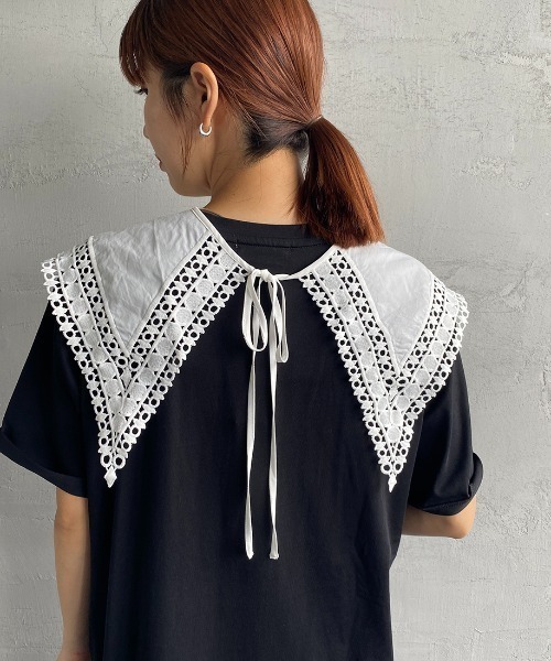 JF Ready Made（ジェイエフレディメイド）の「[Jf Ready Made/ジェイエフレディメイド] コットンレース 2WAYビッグ付け襟（付け襟・レディース・ホワイト/ブラック・F）」の12枚目の写真