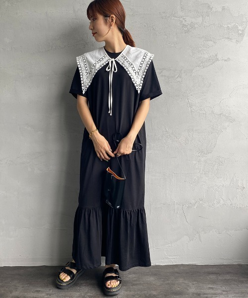 JF Ready Made（ジェイエフレディメイド）の「[Jf Ready Made/ジェイエフレディメイド] コットンレース 2WAYビッグ付け襟（付け襟・レディース・ホワイト/ブラック・F）」の16枚目の写真