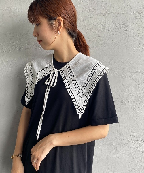 JF Ready Made（ジェイエフレディメイド）の「[Jf Ready Made/ジェイエフレディメイド] コットンレース 2WAYビッグ付け襟（付け襟・レディース・ホワイト/ブラック・F）」の19枚目の写真