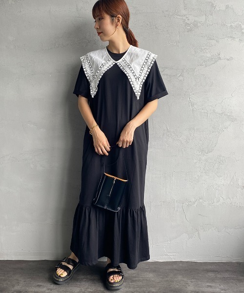 JF Ready Made（ジェイエフレディメイド）の「[Jf Ready Made/ジェイエフレディメイド] コットンレース 2WAYビッグ付け襟（付け襟・レディース・ホワイト/ブラック・F）」の7枚目の写真