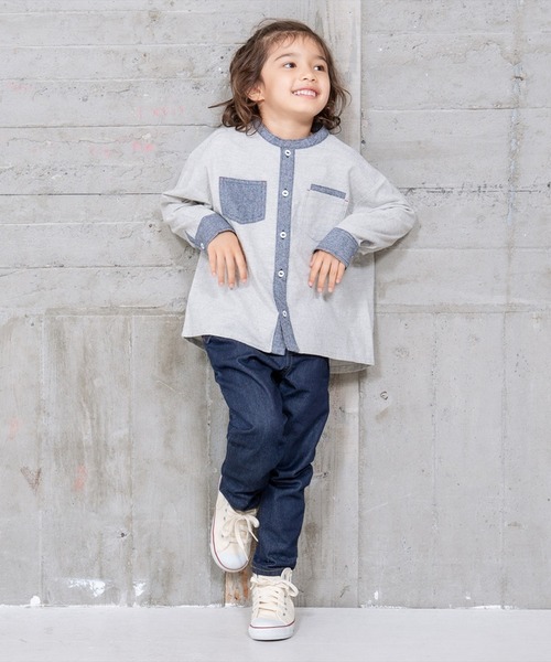 RAGMART（ラグマート）の「バンドカラーシャツ（シャツ/ブラウス・キッズ・グレー/ストライプ/チェック・110cm/100cm/120cm/130cm）」の6枚目の写真