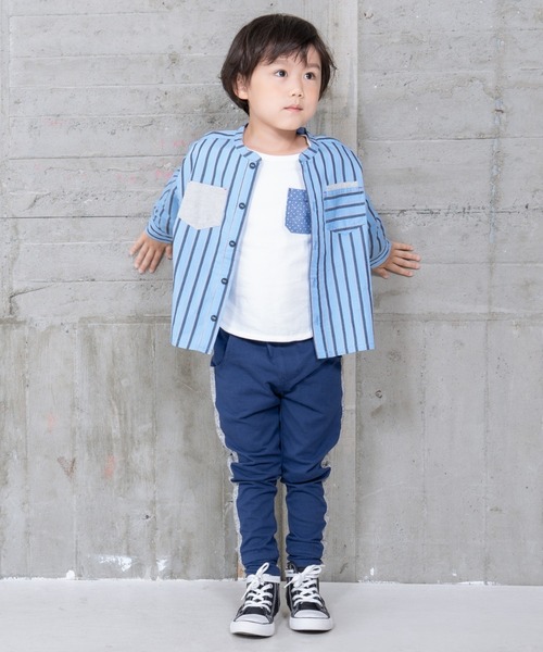RAGMART（ラグマート）の「バンドカラーシャツ（シャツ/ブラウス・キッズ・グレー/ストライプ/チェック・110cm/100cm/120cm/130cm）」の8枚目の写真