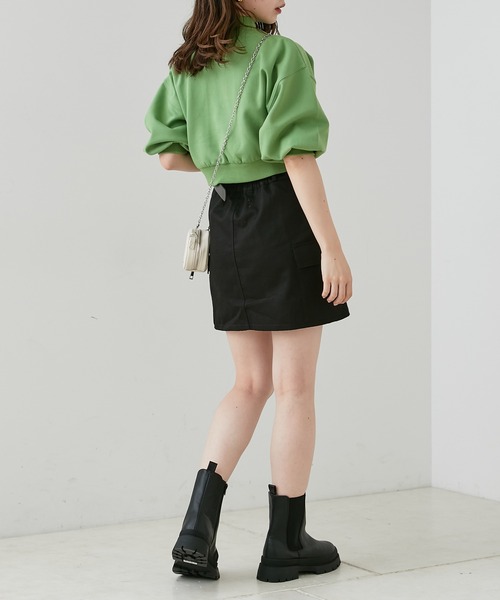 Chico(チコ)の「5分袖エンボスハイネックスウェット(スウェット・レディース・アイボリー/ブラック/グリーン/ピンク・FREE)」の22枚目の写真