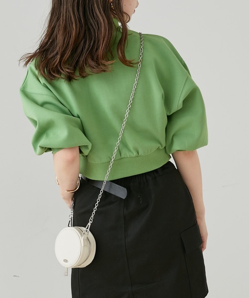 Chico(チコ)の「5分袖エンボスハイネックスウェット(スウェット・レディース・アイボリー/ブラック/グリーン/ピンク・FREE)」の19枚目の写真