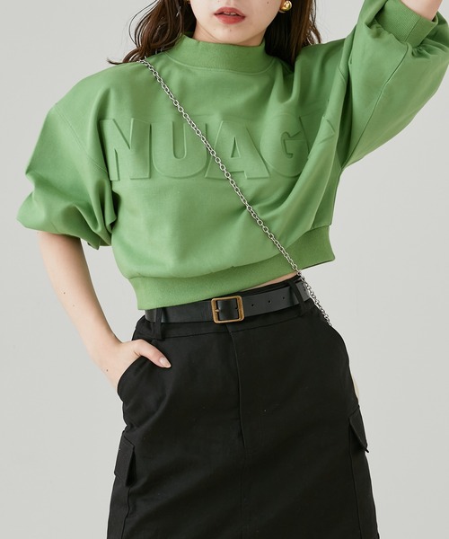 Chico(チコ)の「5分袖エンボスハイネックスウェット(スウェット・レディース・アイボリー/ブラック/グリーン/ピンク・FREE)」の17枚目の写真