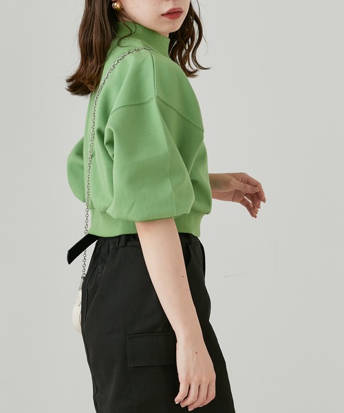 Chico(チコ)の「5分袖エンボスハイネックスウェット(スウェット・レディース・アイボリー/ブラック/グリーン/ピンク・FREE)」の18枚目の写真