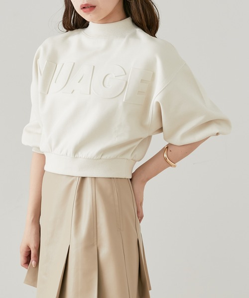 Chico(チコ)の「5分袖エンボスハイネックスウェット(スウェット・レディース・アイボリー/ブラック/グリーン/ピンク・FREE)」の6枚目の写真