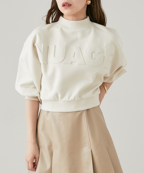 Chico(チコ)の「5分袖エンボスハイネックスウェット(スウェット・レディース・アイボリー/ブラック/グリーン/ピンク・FREE)」の5枚目の写真