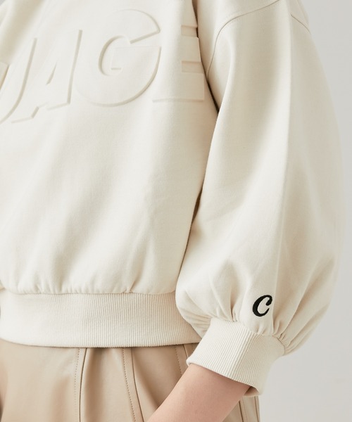 5分袖エンボスハイネックスウェット（スウェット）｜Chico（チコ）の