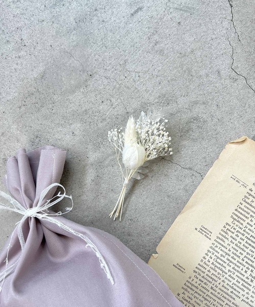 m.soeur（エムスール）の「巾着ギフト袋＊ドライフラワー付き（ラッピングキット・レディース・パープル/ブルー/グリーン・FREE）」の12枚目の写真