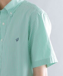 *SHIPS: ワンポイント ロゴ ギンガムチェック ブロード ボタンダウン ショートスリーブ シャツ