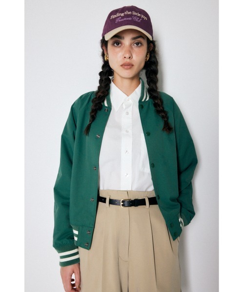 MOUSSY（マウジー）の「CLUB ジャケット（スタジャン・レディース・ブラック/アイボリー/グリーン・FREE）」の4枚目の写真