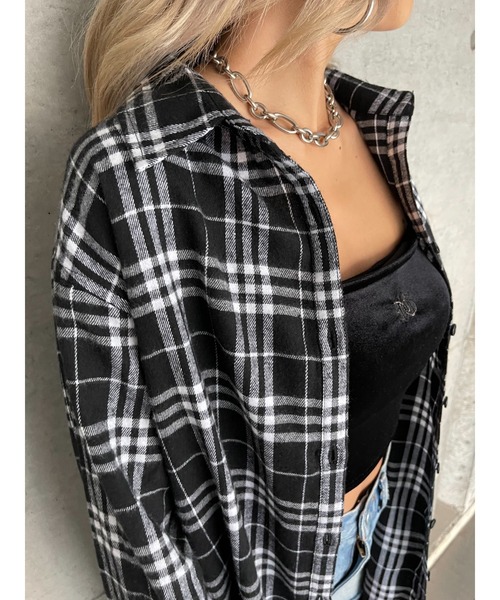 EGOIST（エゴイスト）の「シャツライクチェックロングスカート（スカート・レディース・ブラック/ネイビー・FREE）」の21枚目の写真