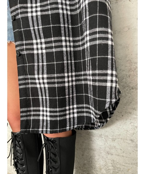 EGOIST（エゴイスト）の「シャツライクチェックロングスカート（スカート・レディース・ブラック/ネイビー・FREE）」の6枚目の写真