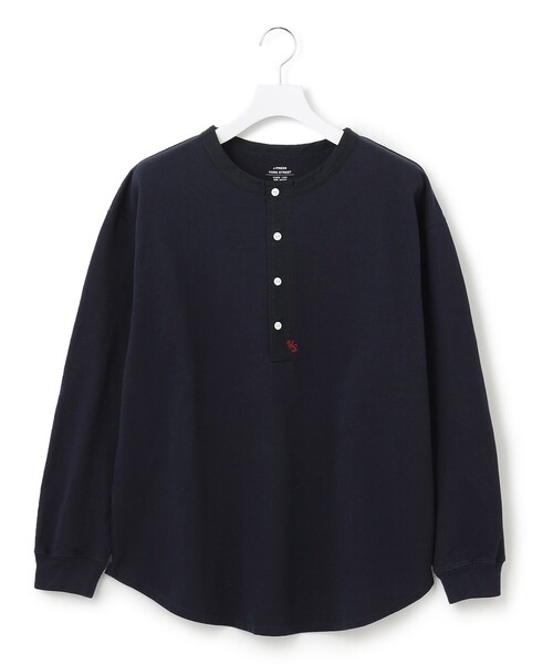 J.PRESS YORK STREET(ジェイプレスヨークストリート)の「【UNISEX】ヘンリーネックTシャツ(Tシャツ/カットソー・メンズ・グリーン系/グレー系/ネイビー系/ホワイト系・MEDIUM/LARGE/SMALL)」の4枚目の写真
