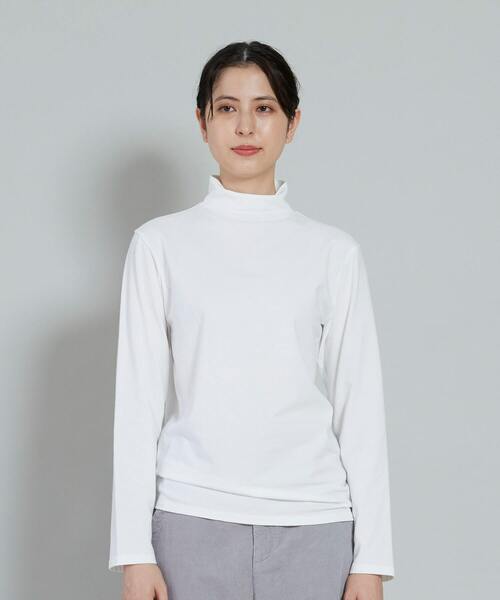 conges payes ADIEU TRISTESSE（コンジェ ペイエ アデュートリステス）の「ハイネック天竺カットソー（Tシャツ/カットソー・レディース・レッド/ホワイト/ネイビー/ブラック/グレー・FREE）」の9枚目の写真