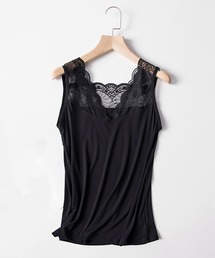 Cinderella(シンデレラ)のインナー インナーキャミソール タンクトップ 半袖 長袖 レース ノースリーブ 見せインナー Vネック レディース 夏 春 秋 冬 シンプル 無地(インナーウェア/肌着)