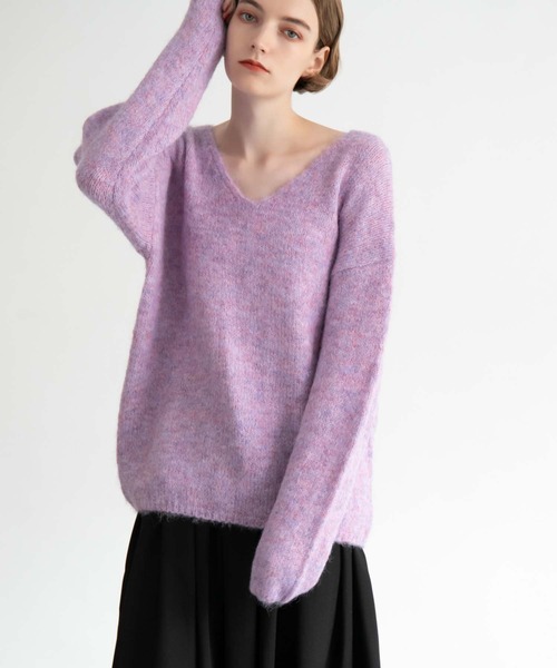 CEDNIE(セドニー)の「Vネックミックスカラーニット(ニット/セーター・レディース・パープル/イエロー・M)」の8枚目の写真