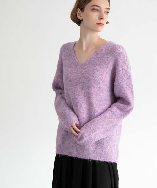 CEDNIE(セドニー)の「Vネックミックスカラーニット(ニット/セーター・レディース・パープル/イエロー・M)」の10枚目の写真