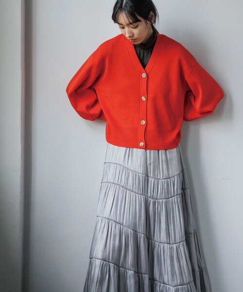 OPAQUE.CLIP（オペークドットクリップ）の「◆シルキーウールMIX Vネックカーディガン【WEB限定カラー】（カーディガン/ボレロ・レディース・ブラック/オフホワイト/ブルー/ダークオレンジ/ダークブラウン/イエロー/ベージュ系8・38/40/36）」の21枚目の写真