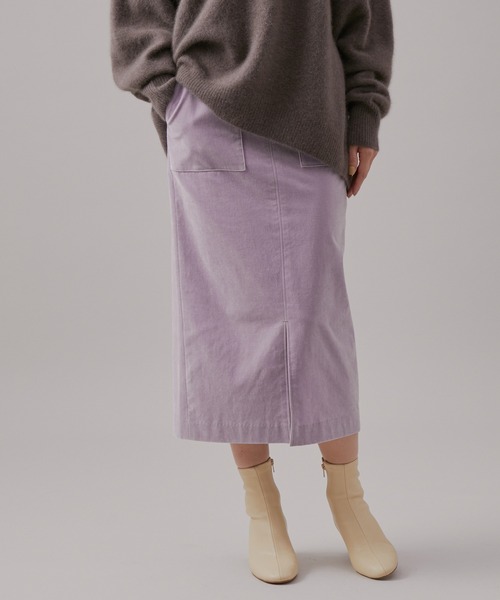 ROPE'（ロペ）の「ポケット付きコーデュロイタイトスカート（スカート・レディース・ブラック/ホワイト/ベージュ/パープル/ワイン/サックスブルー/ピンク/カーキ・36/38/40）」の7枚目の写真
