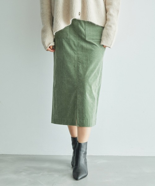 ROPE'（ロペ）の「ポケット付きコーデュロイタイトスカート（スカート・レディース・ブラック/ホワイト/ベージュ/パープル/ワイン/サックスブルー/ピンク/カーキ・36/38/40）」の5枚目の写真