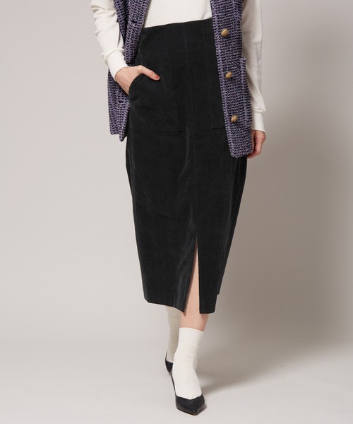ROPE'（ロペ）の「ポケット付きコーデュロイタイトスカート（スカート・レディース・ブラック/ホワイト/ベージュ/パープル/ワイン/サックスブルー/ピンク/カーキ・36/38/40）」の3枚目の写真