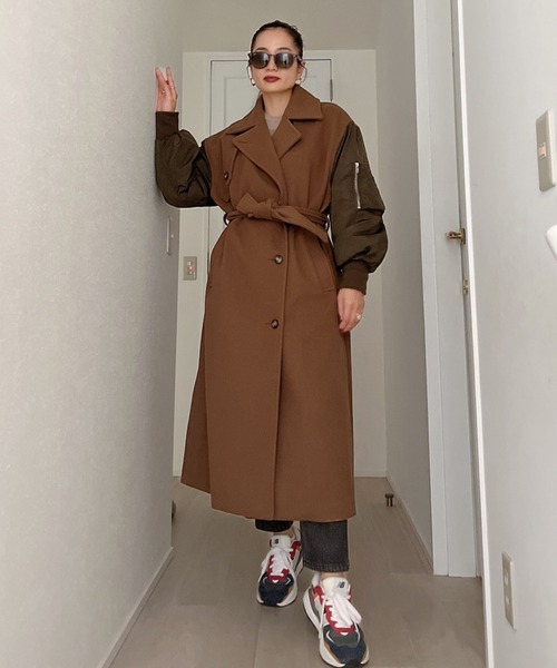 Vicente（ヴィセンテ）の「MA-1 combo long coat（MA-1・レディース・ブラック/ブラウン・FREE）」の6枚目の写真
