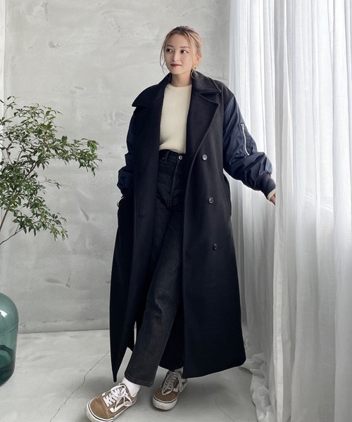 Vicente（ヴィセンテ）の「MA-1 combo long coat（MA-1・レディース・ブラック/ブラウン・FREE）」の11枚目の写真