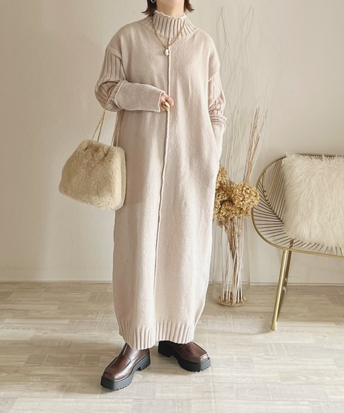 toucher du brise（トゥシェドブリーズ）の「【陽コラボ】  ニットワンピース（ワンピース・レディース・チャコールグレー/ブラウン/ベージュ・M）」の3枚目の写真