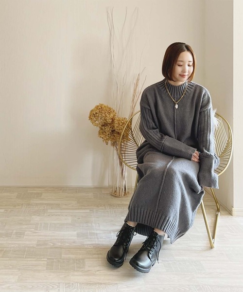 toucher du brise（トゥシェドブリーズ）の「【陽コラボ】  ニットワンピース（ワンピース・レディース・チャコールグレー/ブラウン/ベージュ・M）」の11枚目の写真